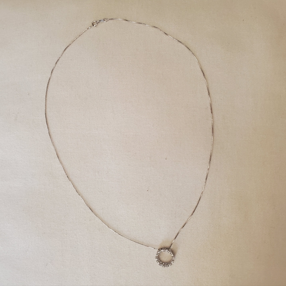 14k Solid White Gold Infinity Diamond Necklace - image 2